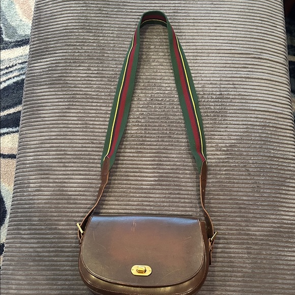 Vintage Polo by Ralph Lauren Brown Crossbody Bag with Green and Red Strap - Picture 3 of 16